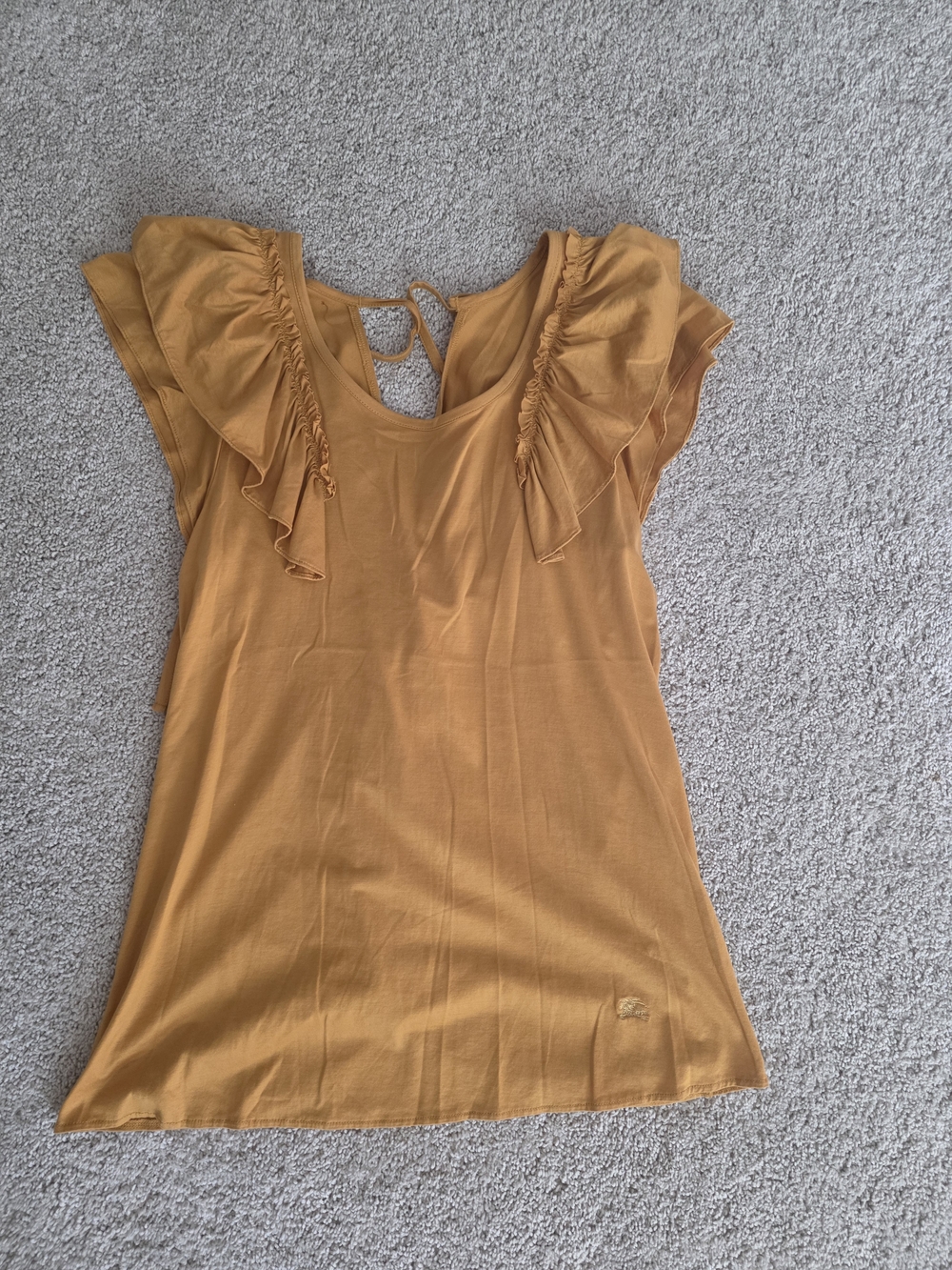 Burberry Mustard Ruffle Tie-Back Tank Top